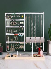 四层首饰收纳架，有白色/黑色/金色可选，可展示项链、耳环、手链、戒指，适合摆放手链、耳环、戒指，也可作为生日装饰、新年礼物或情人节礼物。 - 白色B款 - 查看 12