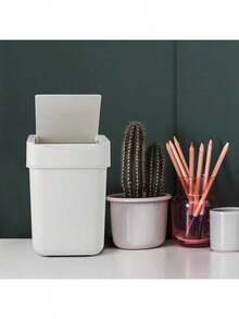 Mini Trash Can, Countertop Trash Can With Lid, 2 Liter/ 0.5 Gallon, Waste Basket, Garbage Container For Coffee Bar, Bathroom, Kitchen, Office, Desk, Bedroom - White - White - View 9