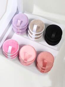 5/10/15/20片可重复使用卸妆棉，颜色随机，双面可水洗卸妆巾，面部和皮肤护理柔软圆形海绵清洁垫，用于去除浓妆和面部床上用品，适合所有肤质