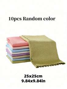 Lot de 5/10 pièces Chiffon de nettoyage réutilisable magique, efficace pour la cuisine, les miroirs, les vitres, la vaisselle, les écrans et les vitres de voiture. Pratique pour un nettoyage à long terme, fournitures et outils de nettoyage essentiels, couleur aléatoire