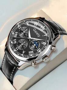 1 件 PU 皮革表带时尚休闲商务条形刻度简约表盘石英手表适合日常佩戴或节日礼物