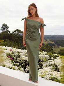 Elegantes Damen Bardot Partykleid, dehnbares figurbetontes Hochzeitskleid für Gäste, Frühling/Sommer