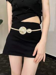 Thin Belts For Dresses Elastic Stretch Women Waistband Metal Belts 2024