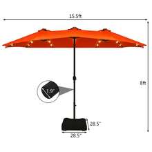 Lifezeal 15Ft Patio Double-Sided Solar LED Market Umbrella Crank 36 Lights Base - Orange - View 2
