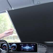 伸缩隔热遮阳帘 - 易于安装，无需钻孔，吸盘，适用于厨房、阳台和客厅玻璃窗、房间装饰、家居装饰、客厅装饰、窗帘