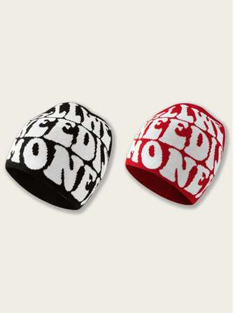 Knit Beanie Hat Unisex Y2K Intarsia Pattern Hat, European And American Popular Streetwear Hip Hop Letter Hat, Retro Warm Knitted Cap, Internet Celebrity Slouchy Beanie, Autumn/Winter Warm Cute Stylish Hat