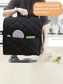 1 件带口袋的厨房辅助搅拌机盖，便携，易于清洁 - 适合 4.5-5 夸脱倾斜头和升降碗型号、袋子、整理器、存储 - 黑色 - 查看 5