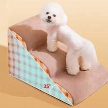 1pc Pet Indoor Bedside Stairs, 3-Layer Foldable Pet Ladder Set, High Bed With Storage Steps, Sofa Dog And Cat Ramp, Suitable For Small & Medium Pets, Removable & Anti-Slip - Multicolor - View 6