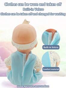 29厘米仿真娃娃玩具，眼睛可动，会喝水和排尿，4种音效，配有奶瓶和安抚奶嘴，互动游戏套装，可作儿童睡眠伴侣。 - 彩色 - 查看 11