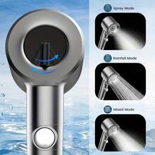 High Pressure Shower Head With Hose, Water-Saving Shower Head With 4 Spray Modes, Handheld Massage Shower Head With Pause Switch - Dark Grey - View 9
