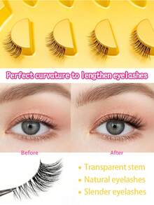 Ouye3 5pairs Of Natural Heye False Eyelashes, 2.2mm Length, Natural Cat Eye Eyelash Makeup Tool Extended Fluffy Faux Mink Eye Eyelashes Transparent Strip Natural Long Cat Eye Eyelashes 3D Fluffy False Eyelashes Mini Cute Ultra Short Half Eye Eyelashes, Suitable For Role-Playing, European And American Style Extended False Eyelashes - Cat Eye Lashes - View 3