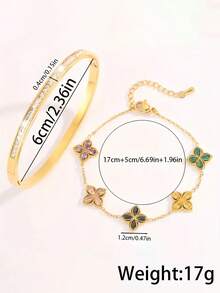 2件套 - 精致时尚轻奢不锈钢花朵手链手链组合，高贵气质手链组合，适合您心中的挚友