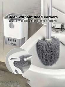 1 Pc Toilet Brush Set With Stand, Wall-Mounted Long Handle Toilet Cleaning Brush, Flexible Toilet Brush, Reach Every Angle, Bathroom Cleaning Brush, Cleaning Supplies, Cleaning Tools - Multicolor - View 9