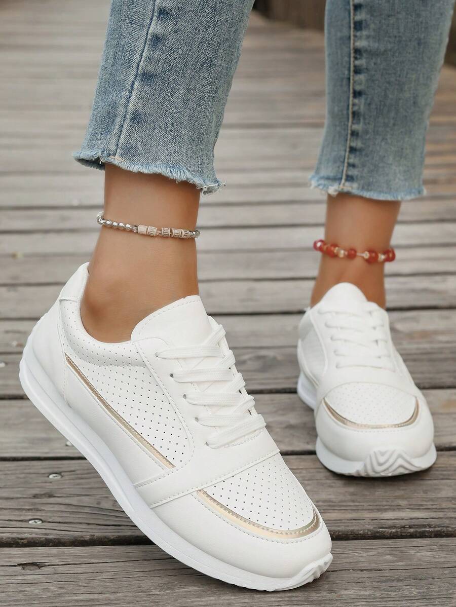 Women's Casual Breathable Mesh Sports Shoes, Lightweight Soft Comfortable Non-Slip Athletic Sneakers, Flat Low-Top Outdoor Running Fitness Shoes