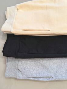 Kit Of 3 Warm Sweatpants Stylish Foreign Fashion Blogger Winter Plush Pockets Valentine's Day - Màu be đen và xám - Xem 3