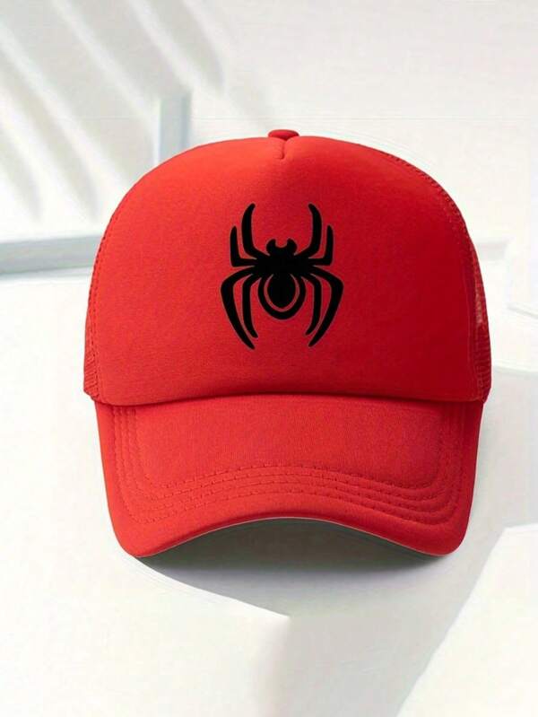 1pc Cute Spider Web Pattern Adjustable Baseball Cap, Unisex Kid Sun Protection Visor Hat