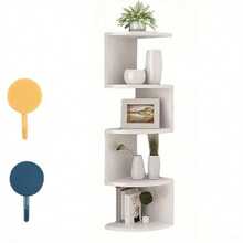 5 Tier Floating Corner Shelves Wooden Storage Display Shelf Units Wall Mount UK - White - View 2