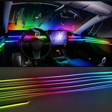 6/10/14/18/22 In 1 Car Interior Symphony RGB LED Ambient Light Stripes Atmosphere Lighting DIY Acrylic Guide Fiber Optic Light Music Sync APP/Remote Control - 6 In 1 Kit - View 7