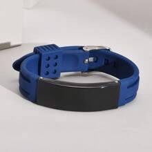 1 pezzo Bracciale regolabile in acciaio inossidabile e silicone con inciso il simbolo IP medico personalizzato, unisex per uso casual, per la Festa del papà, regalo per amici