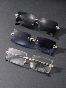 1/2/3 piezas Gafas de hombre con marco cuadrado clásico, marco de metal con doble puente azul, estilo Y2K para verano, playa, actividades al aire libre y viajes