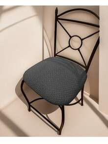 1pc Chair Seat Cover, Jacquard Dining Chair Slipcover, Suitable For Office, Dining Room, Kitchen Chairs, Protect Seat Cushion - Dark Grey - View 7