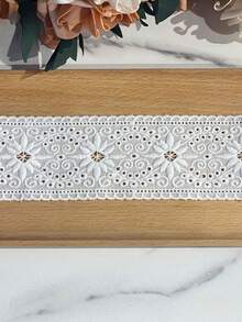 1 Yard European-Style Floral Lace Trim, 6/8cm, Embroidered Double Edge Craft Supplies - White - View 7