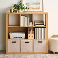 6-Cube Organizer With Storage Cubbies, White Texture - natural pine - View 8