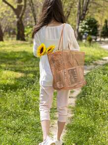 [Beach Bag] Large Capacity Beach Travel Bag | Women's Shoulder Bag, Women's Shopping Tote Bag, Beach Mesh Tote Bag, Women's Foldable Shoulder Bag, Travel Bag Beach Nylon Mesh Tote Bag, Casual Tote Bag Hobo Women's Foldable Shoulder Bag, Mesh Beach Tote Bag Large Size Women's Bag Upgraded Version, With Multiple Pockets, Suitable For Beach Picnic Vacation, Large Capacity Waterproof Beach Bag