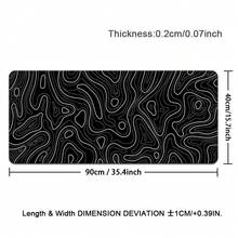 Large Black & White Terrain Graphics Gaming Mouse Pad With Stitched Edges, Non-Slip Rubber Base, Perfect For Computers, Laptops, And Office Desks, Large Mouse Pad