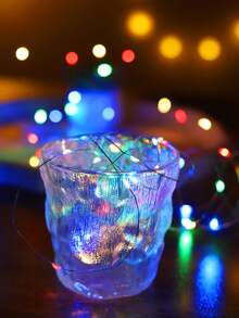 10入 2M 20LED 銅線仙女串燈，暖白色與彩色雙色，3種燈光模式（常亮、慢閃、快閃），附3顆LR44電池，適用花束禮盒包裝、室內居家派對節日裝飾 - 銀色 - 查看 8