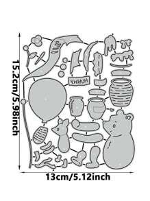 1 Pc "Bear And Honey Pot","Cartoon Hippo" Metal Scrapbook Die For DIY Scrapbook Art, Albums, Journals, Greeting Cards Embossed Paper Crafts Decorative Greeting Cards Scrapbook Template