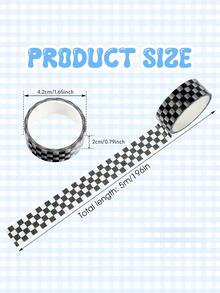 1/8 Rolls Black White Plaid Washi Tape Set, Basic Grid Masking Decorative Tapes For Arts DIY Planners Office School Students , Back To School Gifts
