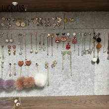 Bandeja de espuma para joyería, revestimientos de inserciones DIY, anillos de joyería de terciopelo gris/negro, pulsera, reloj, caja mostrada, pendientes, bandeja con agujeros, 1 ud. - Pendientes grises - Ver 3