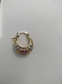 Pendientes aro con forma de cesta, delicados y gruesos, joyería bañada en cobre de 14K con un diseño de mariposa encantador, pendientes de fiesta para mujeres