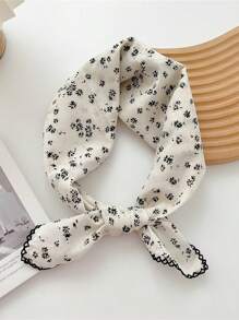 1 pezzo Nuovo arrivo da donna Sciarpa quadrata in cotone 100% da 70 cm, stile bohémien, stampa floreale, versatile, per primavera/estate