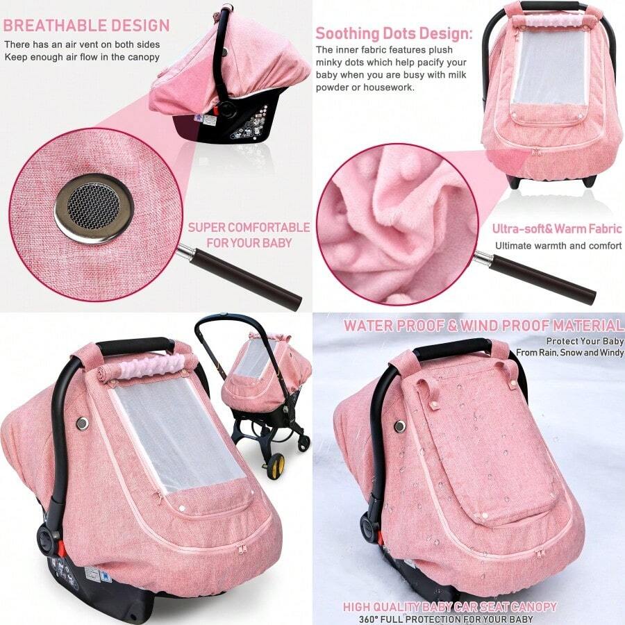 Waterproof Baby Car Seat Cover Cold Weather Carseat Cover For Babies Infant Car Seat Cover Canopy For Boy Girls Windproof Car Seat Canopy For Boys And Girls Keeps Babies Warm And Cozy - gray - View 1