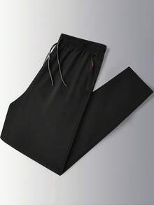 Plus Size Men's Quick Dry Breathable Outdoor Running Sports Long Pants, Loose Fit, Spring/Summer - Black - View 2