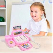 1 件模拟收银机迷你游戏，电子游戏机发出声音和灯光，假装在超市收银机工作作弊游戏，休闲礼物