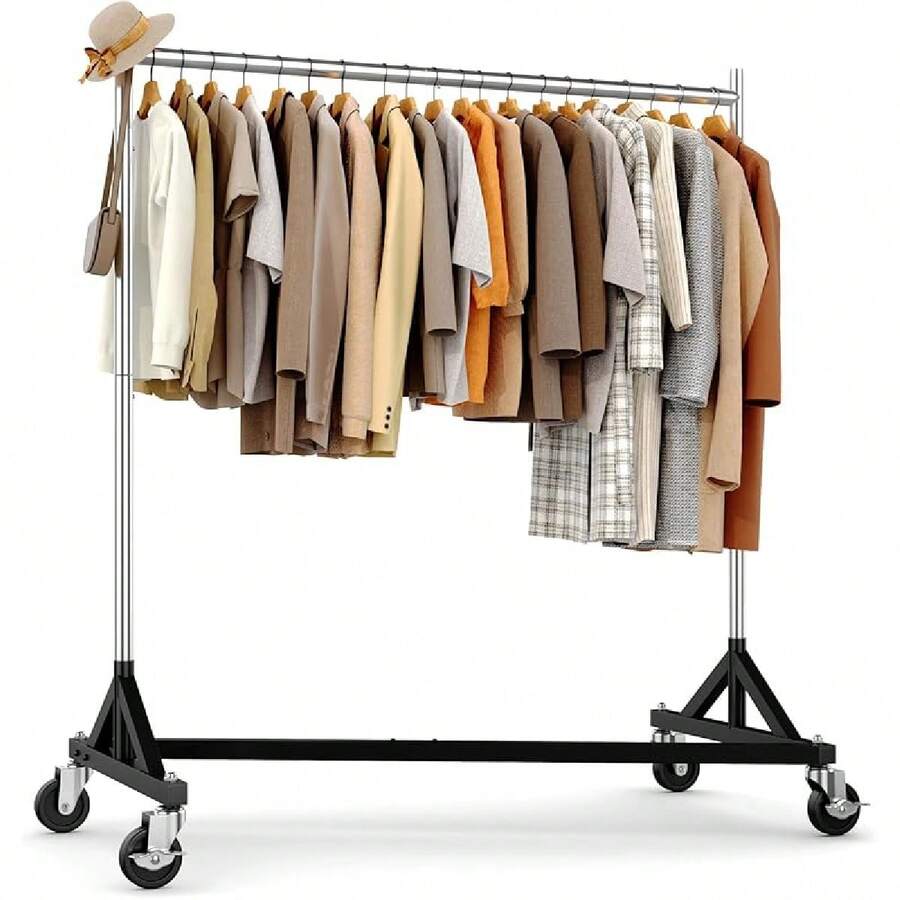 Commercial Z Base Garment Rack Hold 181kg Heavy Duty Clothing Rack Adjustable Rolling Clothes Rack For Hanging Clothes Racks On Wheels Portable Z Rack, Chrome Finish - 61x 160 X 180cm - View 1