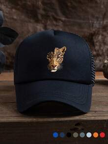 1pc Men's Leopard Print Half Outdoor Sports Animal Street Polyester Decorative Soft Top Baseball Cap, Unisex Visor Hat, Suitable For Spring, Summer, Autumn, Winter - A - View 10