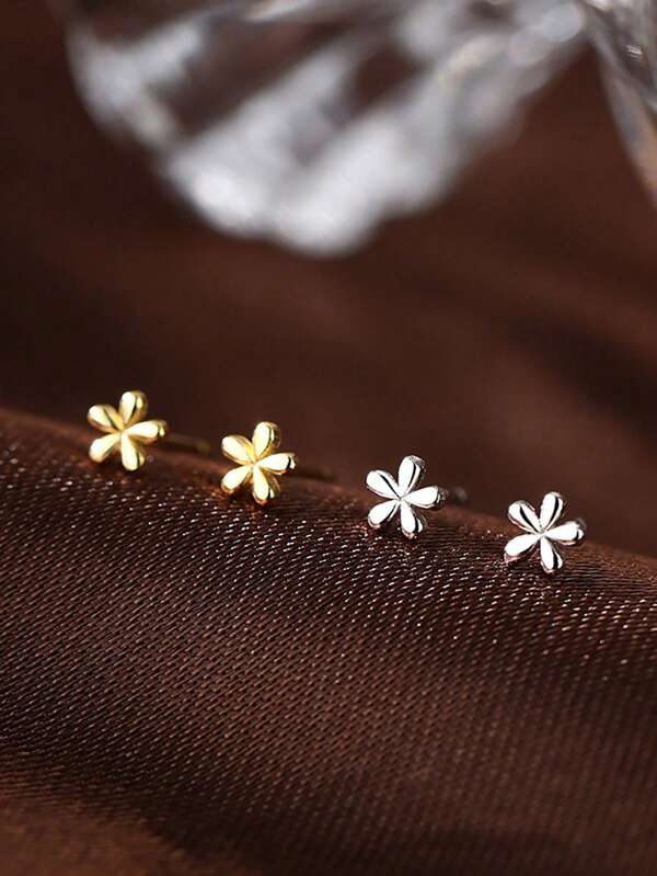 2 piezas Nuevos aretes de botón con mini flores para mujeres, aptos para uso diario