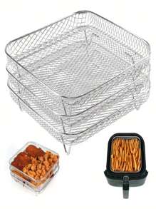 Juego de accesorios para freidora de aire de acero inoxidable - Apilable, apto para lavavajillas para hornos y freidoras, perfecto para hornear saludable en vacaciones