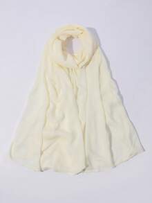 1 件女士 Abaya 配饰纯色宽边莫代尔围巾，休闲透气头巾百搭保暖披肩头带柔软头巾面纱衣服