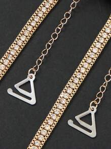 2pcs/Pair Diamond Decorated Women's Bra Straps Metallic Backless Bra Underwear Accessories, For Rave
