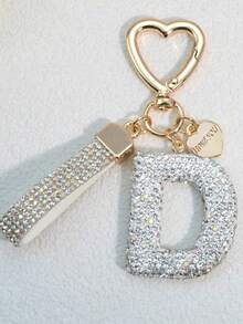 字母首字母钥匙扣可爱蝴蝶钥匙链环钱包包背包挂饰耳塞套保护套配饰女士女孩礼物汽车配饰包饰学校 - 銀色 - 查看 13