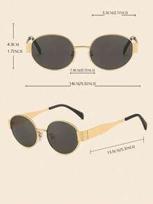 女士金属框椭圆/多边形时尚眼镜（半框），适合日常佩戴和户外活动 - 彩色 - 查看 7