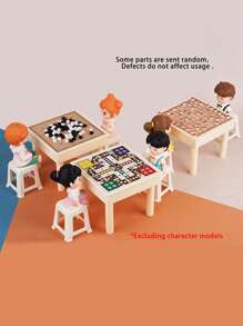 1 pièce Mini Set de table de Mahjong avec tabourets miniatures, échecs, go, blocs de construction, dames, jouets pour maison de poupée, accessoires de salle de Mahjong miniature à l'échelle 1:12, couleur aléatoire