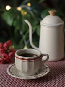 2 件 180 毫升/6.3 盎司爱尔兰风格咖啡杯碟套装，陶瓷杯碟，适用于浓缩咖啡、卡布奇诺、拿铁、热茶，适用于办公室、咖啡厅、餐厅、客厅