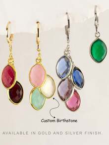 Personalized Custom Multi Birthstone Hoop Earring , Generations Jewelry Handmade For Nana Gift,Unique Jewelry Ideas For Women, Girls' Bohemian Vacation Earrings - Gold - View 4