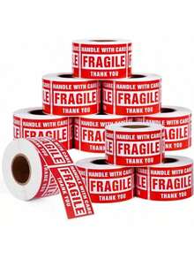 10 Rolls Fragile Stickers For Shipping 3 X 2 Inch 5000 Labels For Moving Boxes Handle With Care Sticker For Packing Small Business, Permanent Adhesive Fragile Labels (10 Roll, 500 Labels/Roll) - 10 Rolls - 5000 PCS - View 1